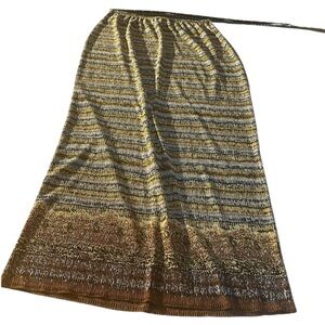 Pleat Pleat  size small gold & black maxi skirt elastic waist with stretch